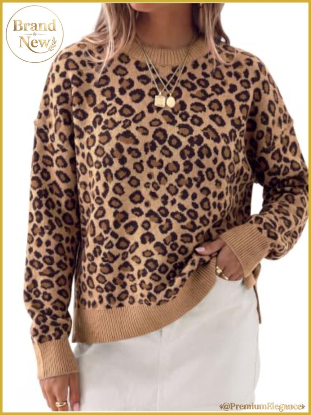 Womens Long Sleeve Casual Pullover Sweater Crew Neck Ribbed Knit